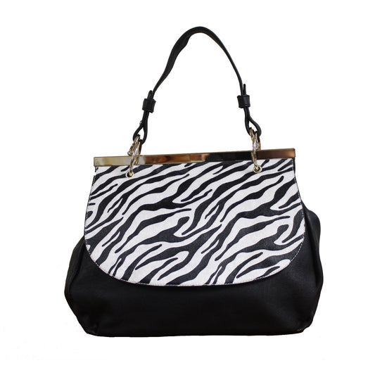 "NECILA" ZEBRA STRIPED SATCHEL by lithyc - lithyc.com