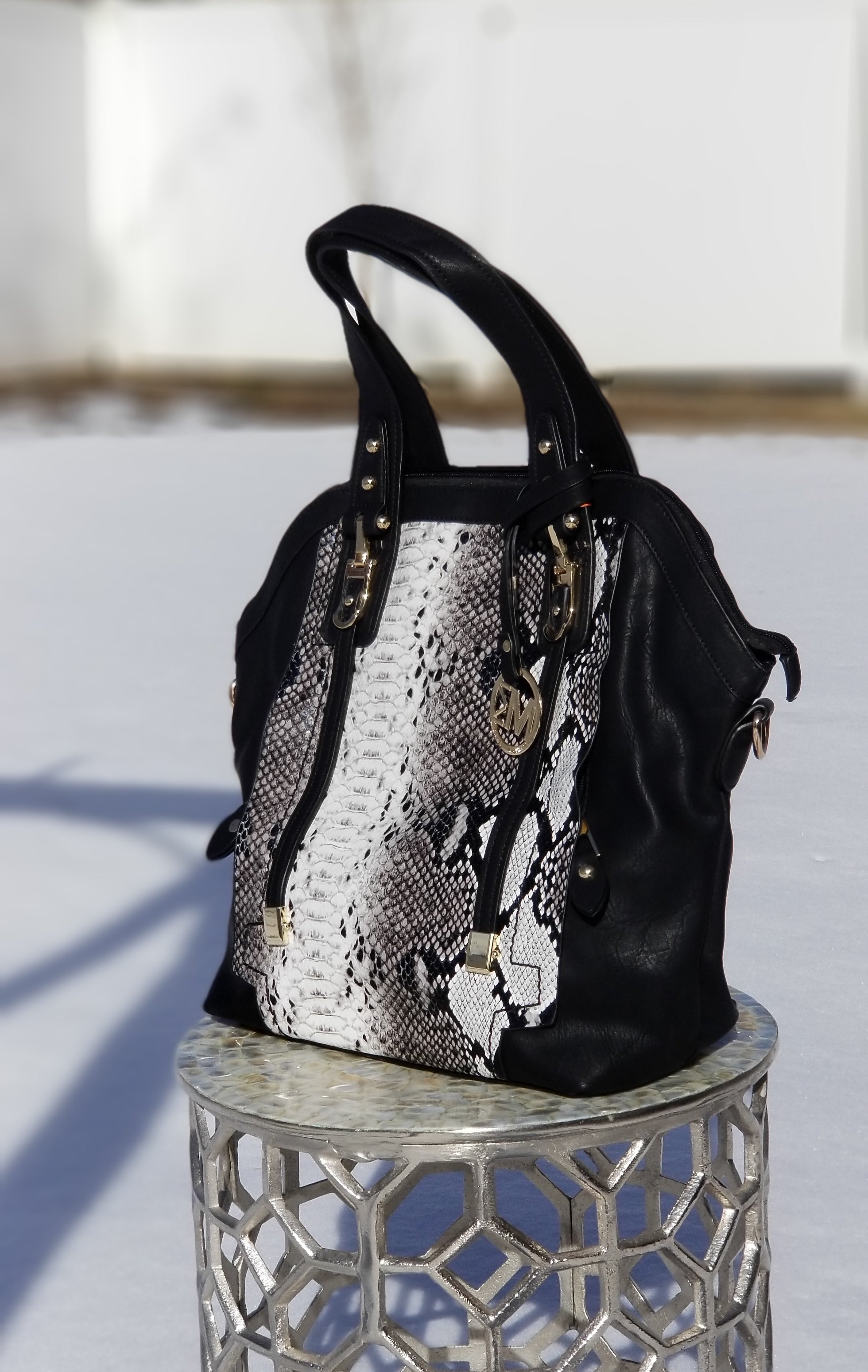 Staud + Staud Moon Snakeskin Embossed Leather Bag
