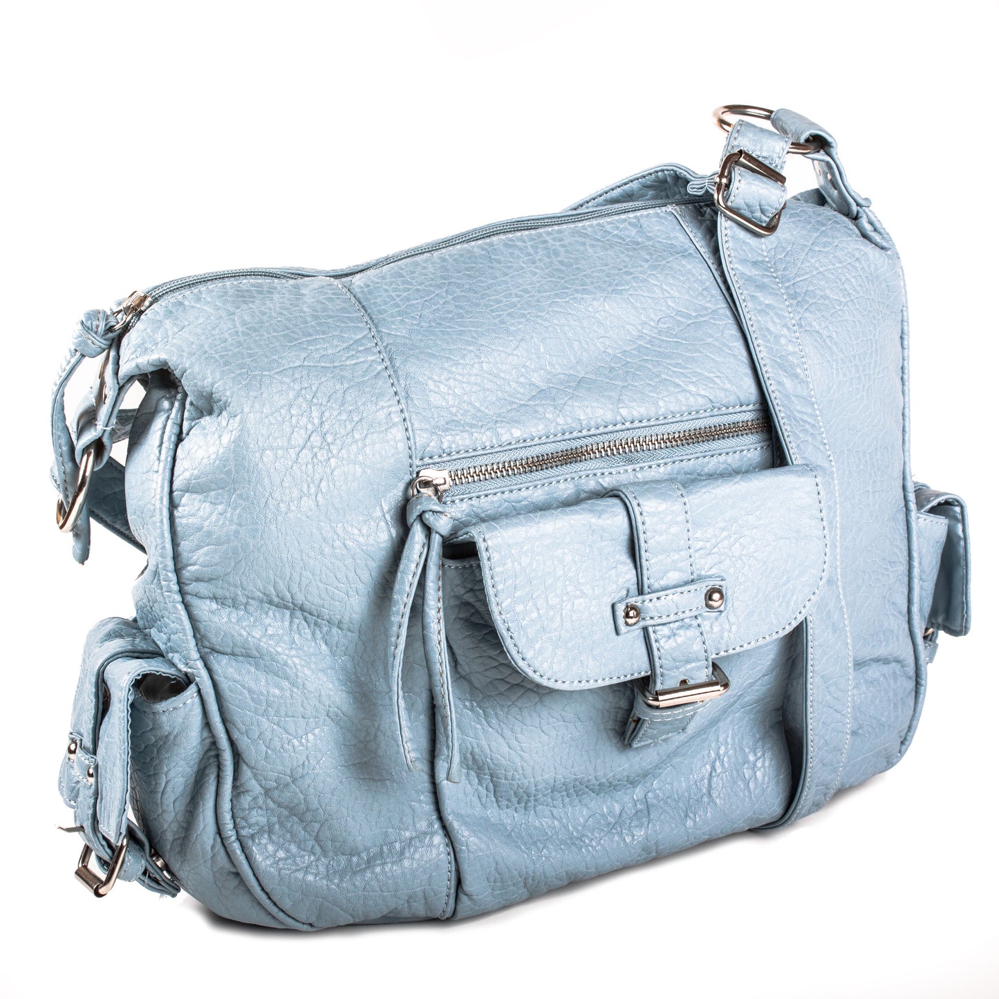 "Cinema" Blush, Bronze, Fuchsia, Pale Blue, Pale Green Croc Texture Shoulder Bag by Bueno - lithyc.com