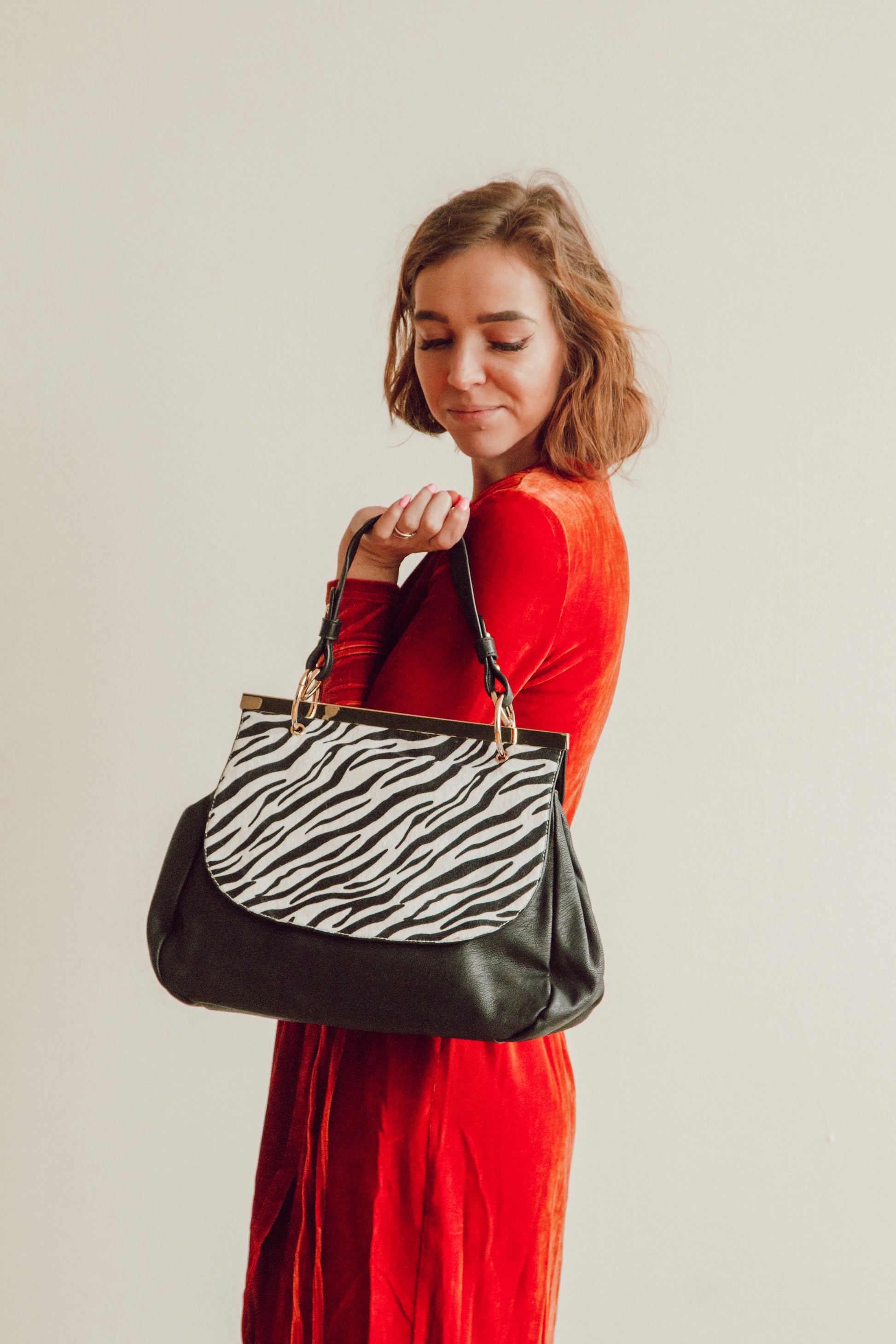 "NECILA" ZEBRA STRIPED SATCHEL by lithyc - lithyc.com
