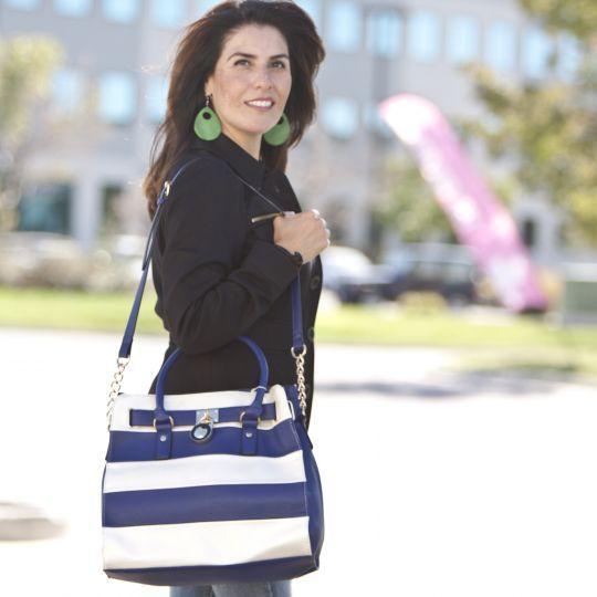 "PAIGE" STRIPED LARGE TOTE by lithyc - lithyc.com